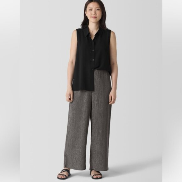Eileen Fisher Woven Plissé Wide Leg Pant - Picture 5 of 6